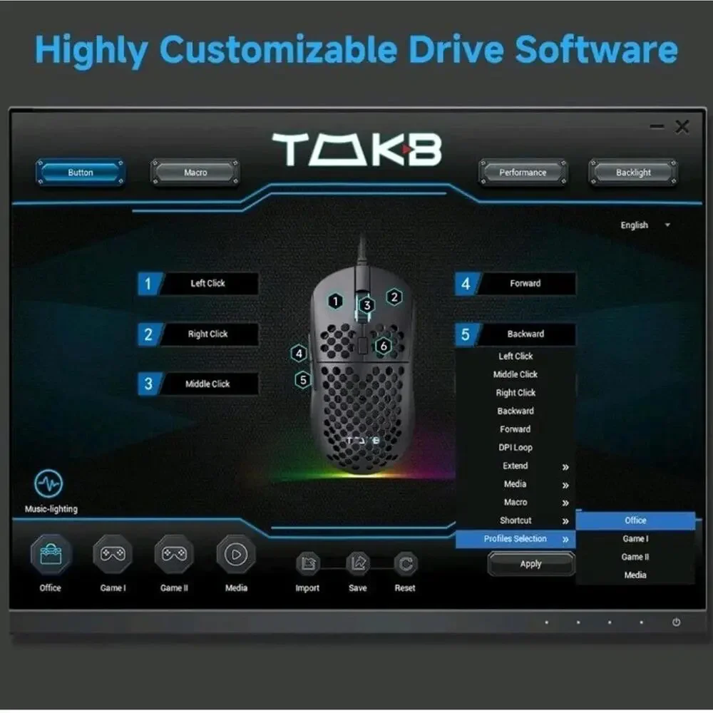 TMKB Falcon M1SE White Ultralight Honeycomb Competition Gaming Mouse
